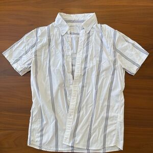 Abercrombie & Fitch White Striped Casual Button Down Shirt